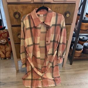 Women's Pink and Cream Plaid Utility Jacket